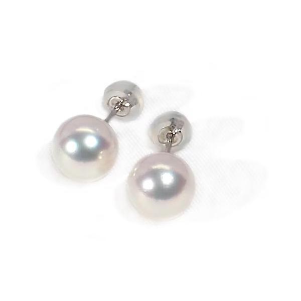 無調色あこや真珠ピアス＜8.3mm＞スタッド・PT900 PE-7636の画像