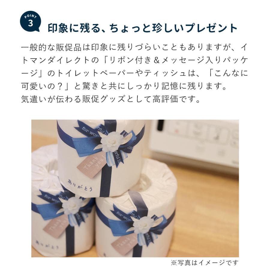 気持ちが伝わるノベルティ ティッシュ ありがとう 箱 青リボン 60個 20120142 販促品 粗品 ギフト | イトマン | 03