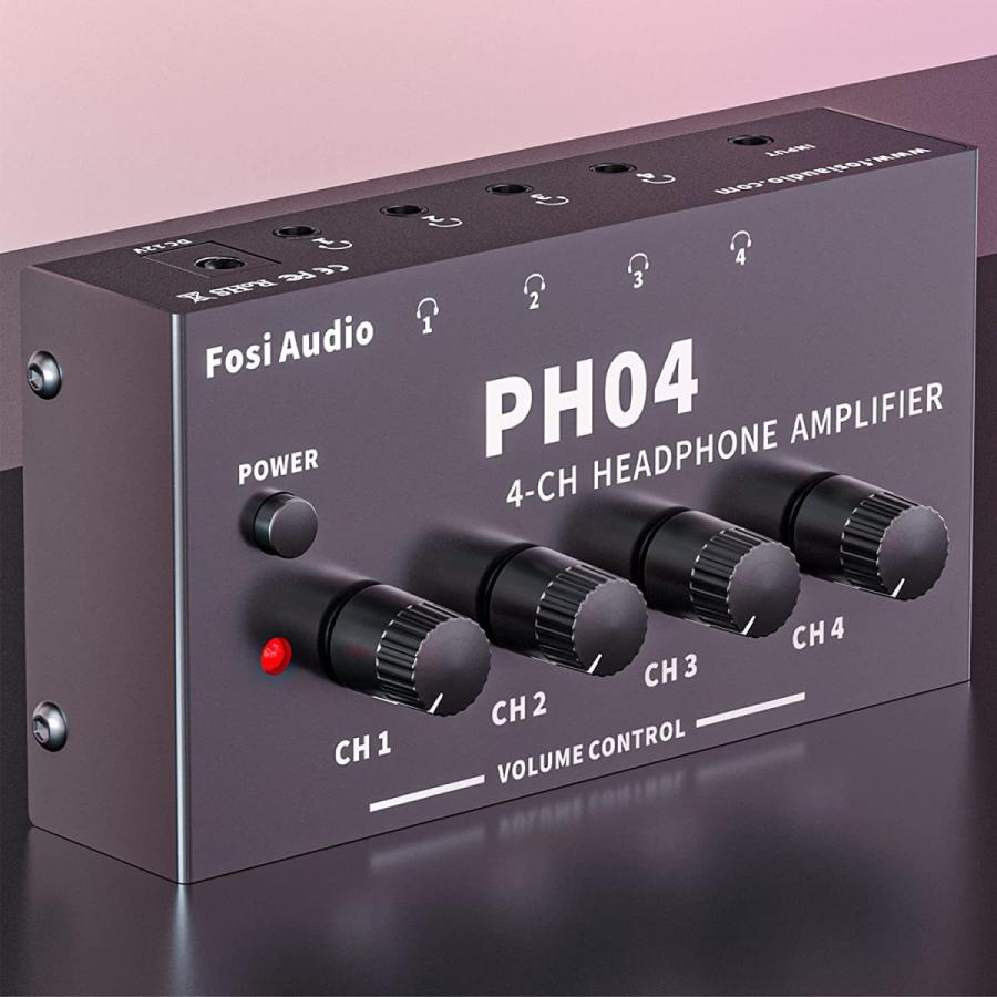 Fosi Audio PH04 4チャンネルヘッドホンアンプ メタルステレオオーディオアンプ 12V 1.5A電源アダプター付き 超コンパクトポータブ｜itomasasyoukai｜08
