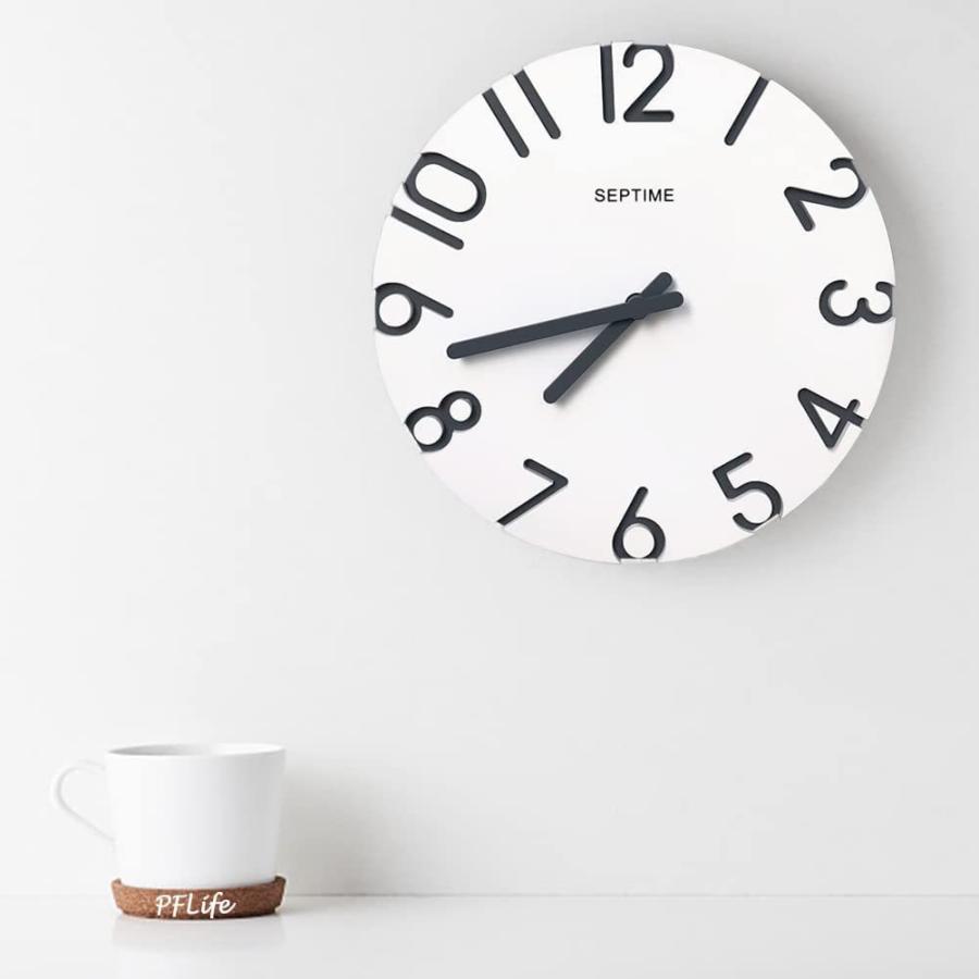 無料発送 シンプル 壁掛け時計 静音 連続秒針 北欧 おしゃれ 掛け時計 Pflife モダン 12インチ ホワイト インテリア フレームなし 掛け時計 壁掛け時計 Pathwaysfl Org