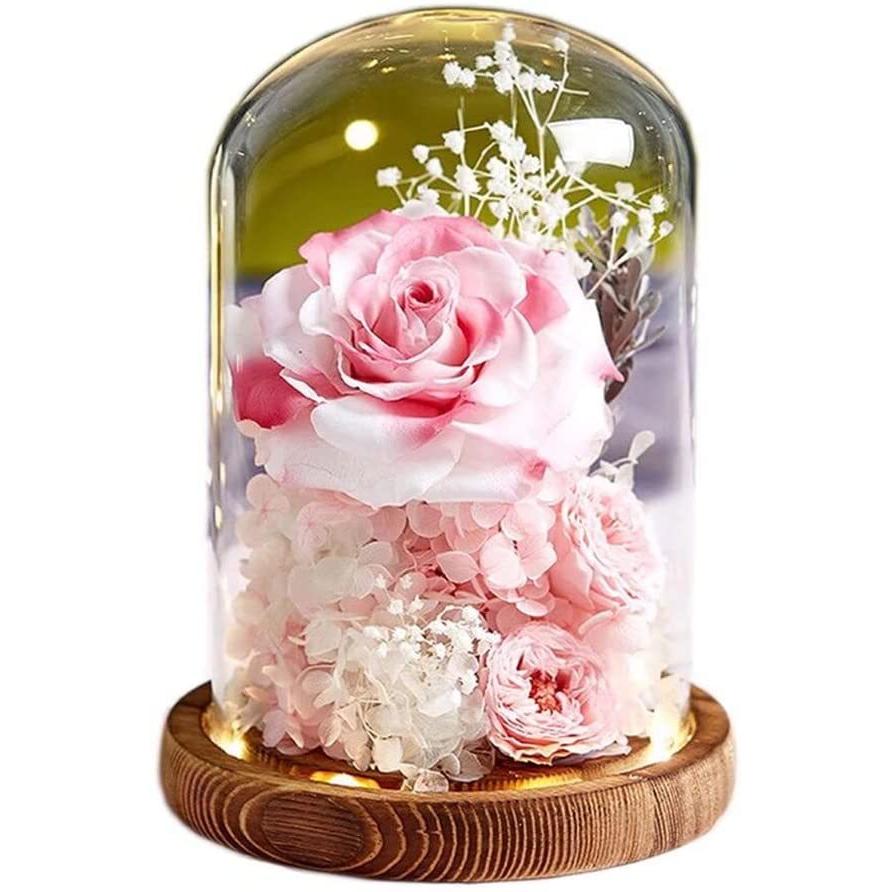 プリザーブドフラワー ガラスドーム 薔薇 ドライフラワー ローズ 枯れない花 フラワーギフト ドライフラワー インテリア時計 プレゼント フラワーギフト ギフトボックス 手提げ袋 メッセージカード いとまさ商会