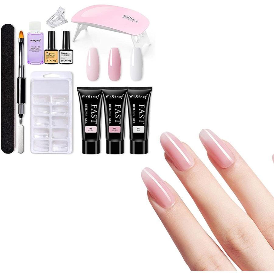 希少 ネイル Uvランプ付きジェルネイルエクステンションキット スリップソリューション付きネイルスターターキット用ベーストップコートジェル 初心者スターターdi Www Threeriversofs Com