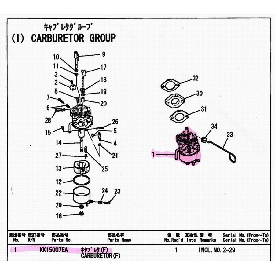 バロネス HMB80用 (三菱エンジンGB300PN-426F）キャブレター 純正 部品