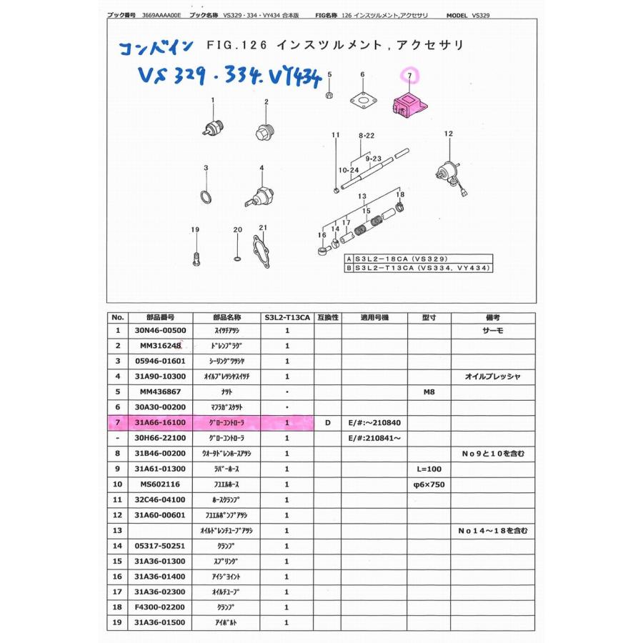 三菱 グローコントローラ 純正 乗用管理機 MV170 用 部品番号: 31A66