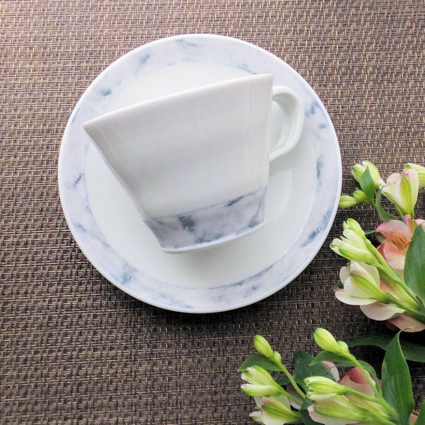手作り 磁器カップ コーヒーカップ 朝食用カップ コーヒーカップ ソーサー 工房のつ カップ 青 作家 島根 磁器 食器