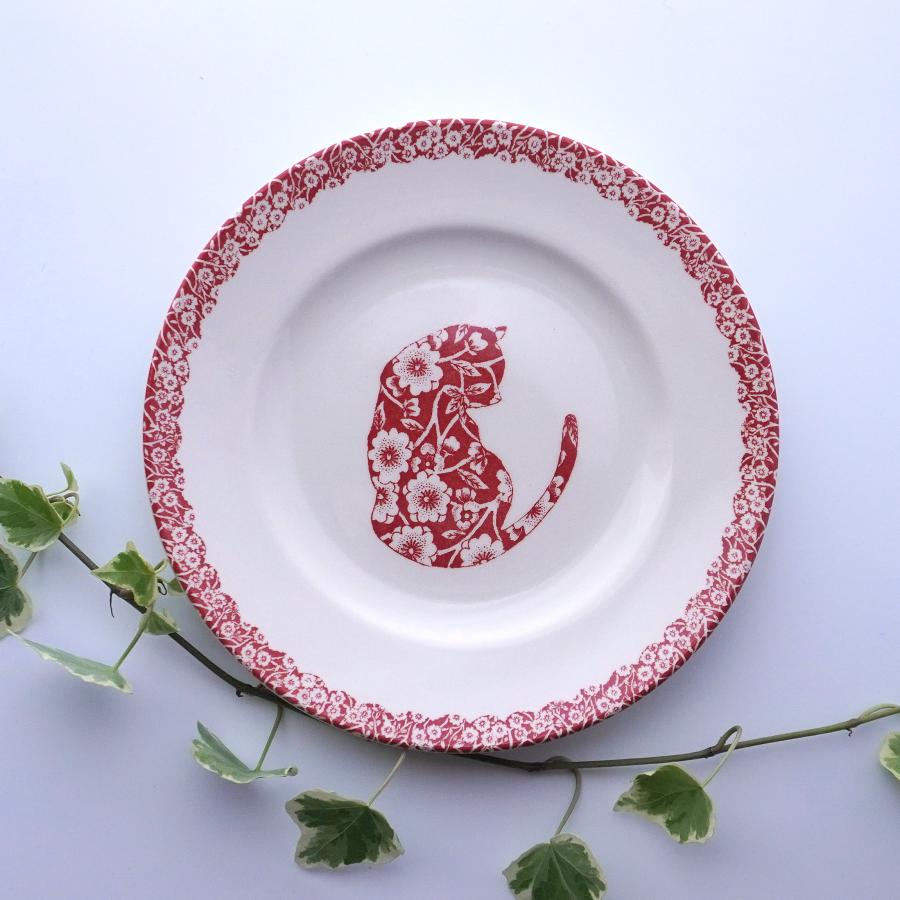 BURLEIGH（バーレイ） レッド キャリコ キャット プレート 17.5cm