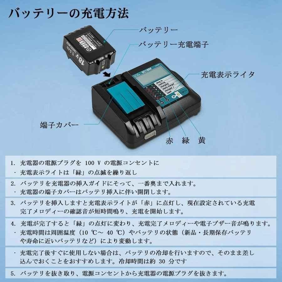 マキタ makita 互換 18V バッテリー 充電器セット DC18RF BL1860B BL1830B BL1850B BL1860 BL1890B DC18RC DC18RD 対応｜itostore77｜08