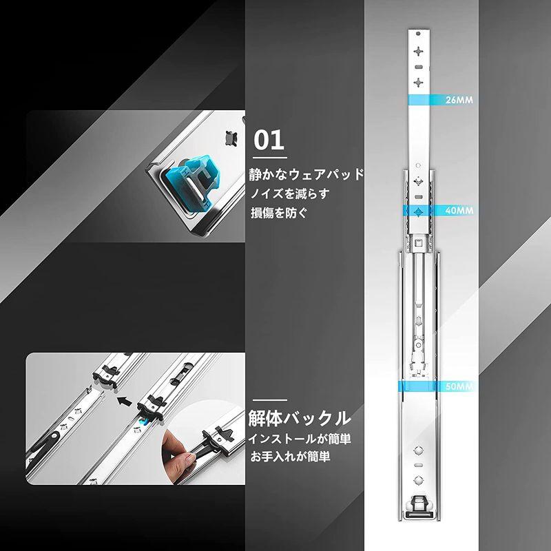 AOLISHENG　重量用　スライドレール　2023年新型　二列ボールベアリング　長さ300-1000mm　耐荷重　100kg　幅53mm