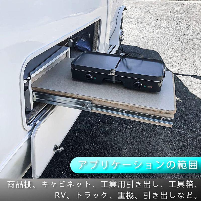 AOLISHENG　重量用　スライドレール　耐荷重200kg　工業用スライドレール　安定　左右1セ　引き出しスライド　550mm　幅76mm