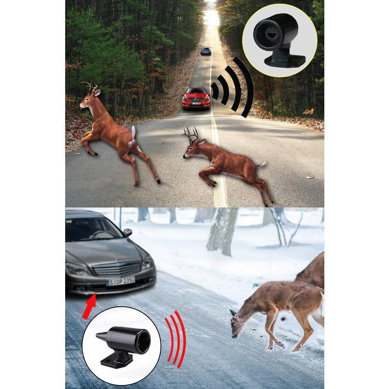 YFFSFDC 車用鹿よけ警笛 鹿アラート 超音波デイアワーニング 鹿に対する警告 鹿の衝突を避ける ブラック 車のための 鹿センサー オー  セキュリティ、キーレス
