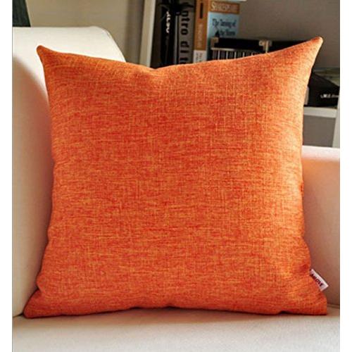 Apsoonsell 亜麻布 北欧 インテリア クッションカバー 45x45 綿 座布団カバー おしゃれ 無地 オレンジ 全5