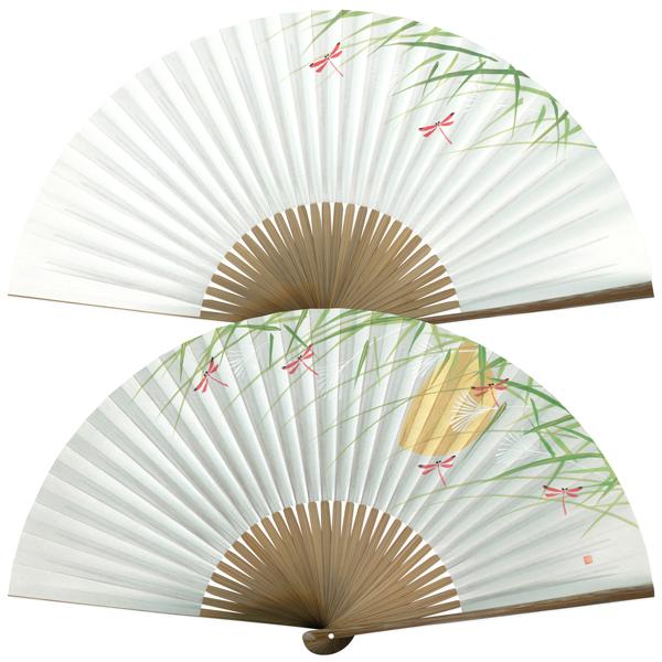 男性用 京扇子 紙扇子 唐木 手書き京扇子 芒にトンボ Ab62 | 