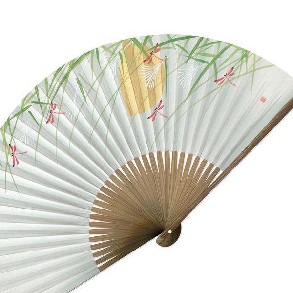 男性用 京扇子 紙扇子 唐木 手書き京扇子 芒にトンボ Ab62 |  | 05