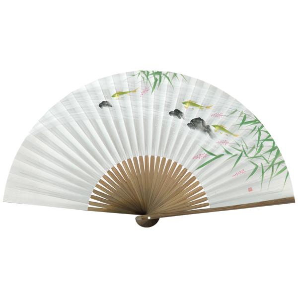 男性用 京扇子 紙扇子 唐木 手書き京扇子 萩に鮎 Ab63 |  | 01