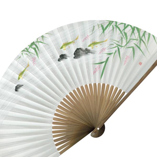 男性用 京扇子 紙扇子 唐木 手書き京扇子 萩に鮎 Ab63 |  | 03