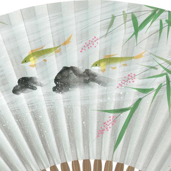 男性用 京扇子 紙扇子 唐木 手書き京扇子 萩に鮎 Ab63 |  | 05