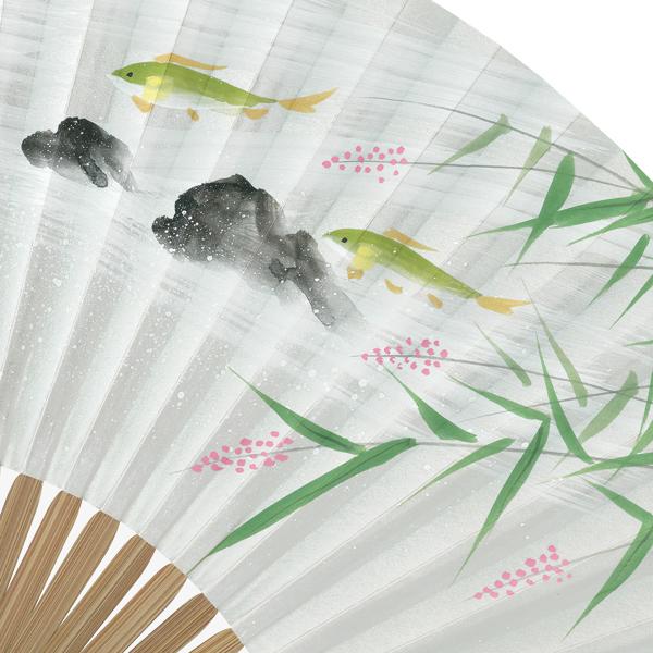 男性用 京扇子 紙扇子 唐木 手書き京扇子 萩に鮎 Ab63 |  | 07