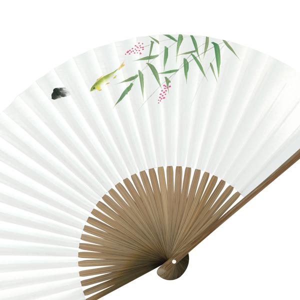 男性用 京扇子 紙扇子 唐木 手書き京扇子 萩に鮎 Ab63 |  | 08