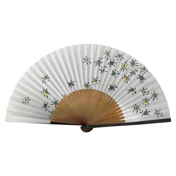 男性用 紙扇子 親黒染め骨 中唐木 亀(Ae05) | 