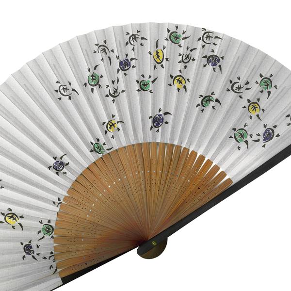 男性用 紙扇子 親黒染め骨 中唐木 亀(Ae05) |  | 01