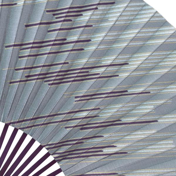 男性用京扇子 マロン観世彫　グレー 袋セット(Af22) |  | 01