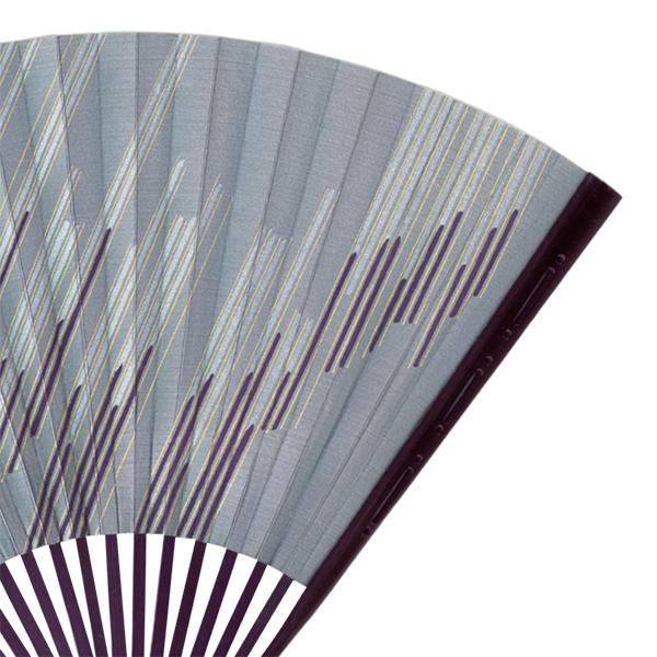 男性用京扇子 マロン観世彫　グレー 袋セット(Af22) |  | 02