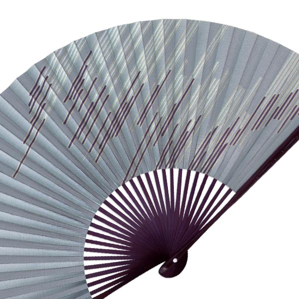 男性用京扇子 マロン観世彫　グレー 袋セット(Af22) |  | 03