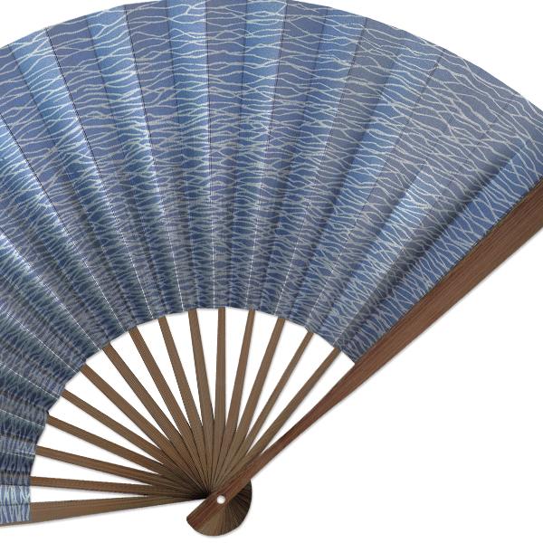 男性用京扇子 8.5寸紙扇子 唐木染 写型 さざなみ (Al01) |  | 02