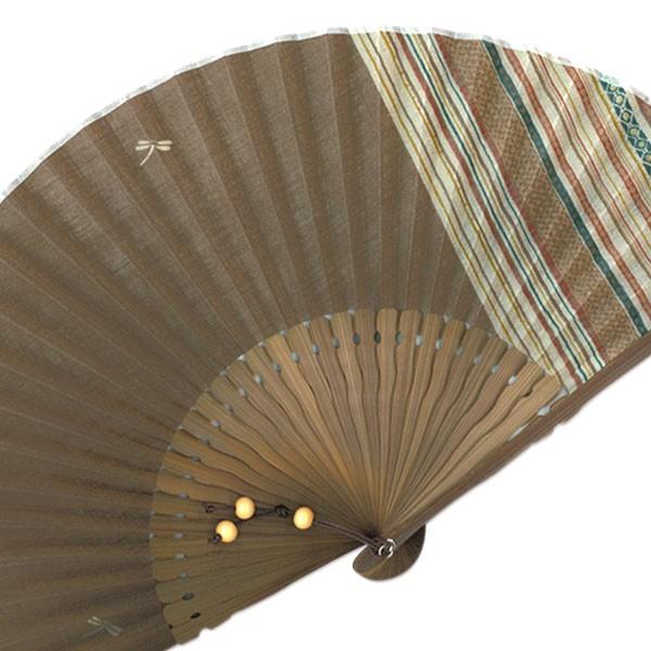 男性用布扇子 縦縞茶 トンボ(Ca04) |  | 01