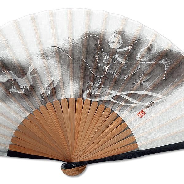 布扇子/墨絵/龍/京扇子(Cb04) :Cb04:扇子司 伊藤常 通販 布扇子 墨絵 竹 京扇子