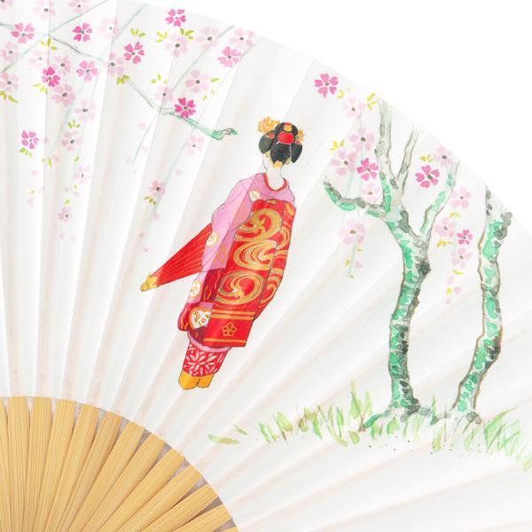 6.5寸紙扇子 白竹 京扇子 塔に舞妓(Da20) |  | 02