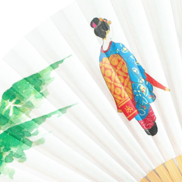 6.5寸紙扇子 白竹 京扇子 橋に舞妓(Da21) |  | 02