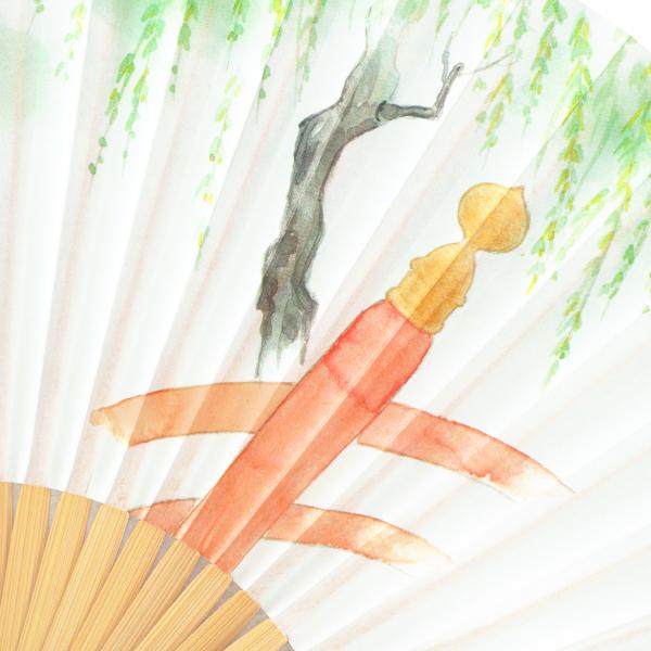 6.5寸紙扇子 白竹 京扇子 橋に舞妓(Da21) |  | 03