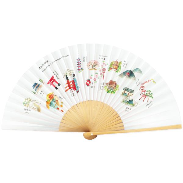 6.5寸紙扇子 白竹 京扇子 京名所絵図(Da22) | 