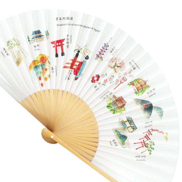 6.5寸紙扇子 白竹 京扇子 京名所絵図(Da22) |  | 01