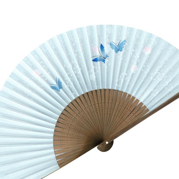 女性用 紙扇子 蝶ブルー 単品 Db22(Db22) |  | 03