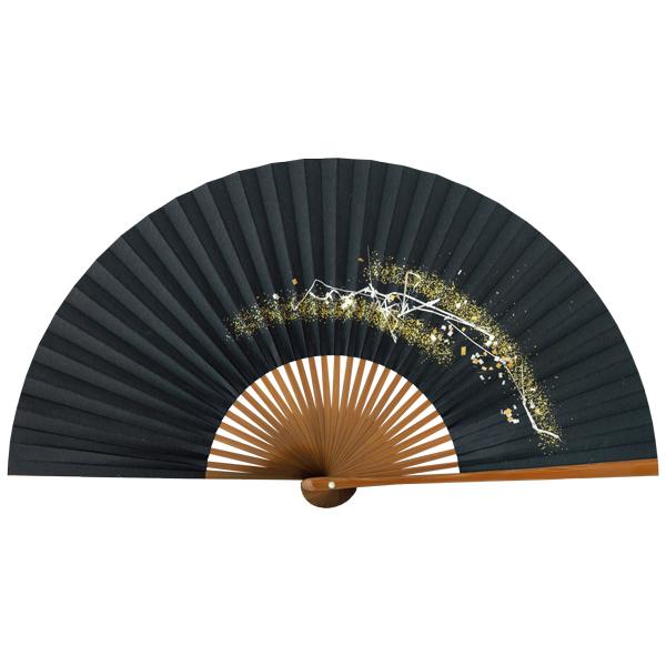 女性用 紙扇子 焼煤 黒地に箔 単品 Db24 |  | 01
