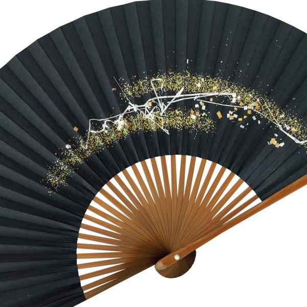 女性用 紙扇子 焼煤 黒地に箔 単品 Db24 |  | 05