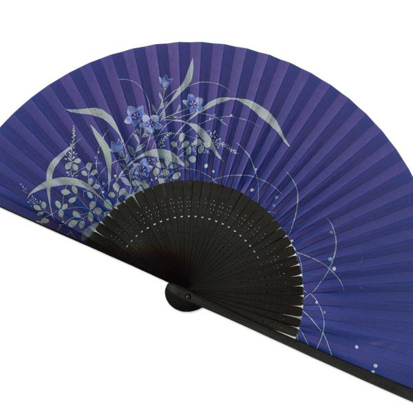 女性用紙扇子 黒染骨 桔梗 (Dc03) |  | 02