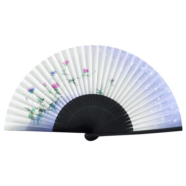 女性用 紙扇子 黒染骨 あざみ (Dc05) | 
