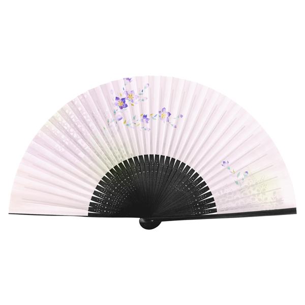 女性用紙扇子 黒染骨 写型 桔梗 Dc11 | 