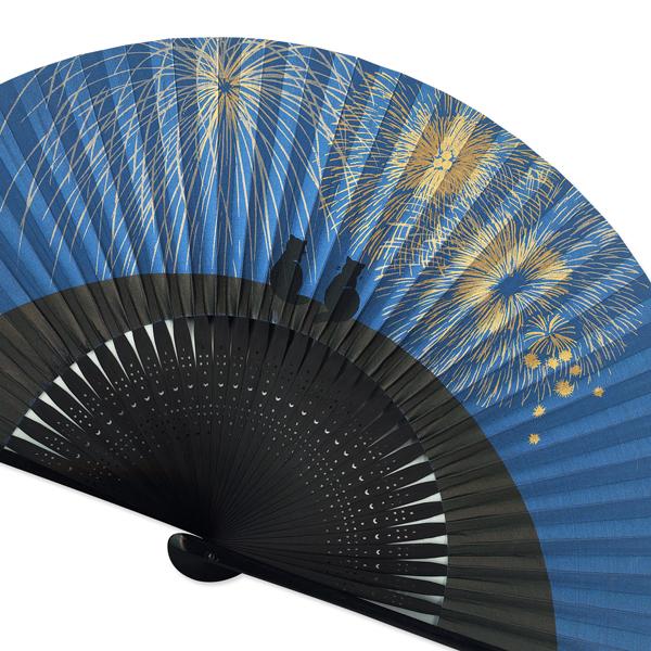 女性用 京扇子 猫に花火 黒染写型扇子 (Dd06) |  | 03