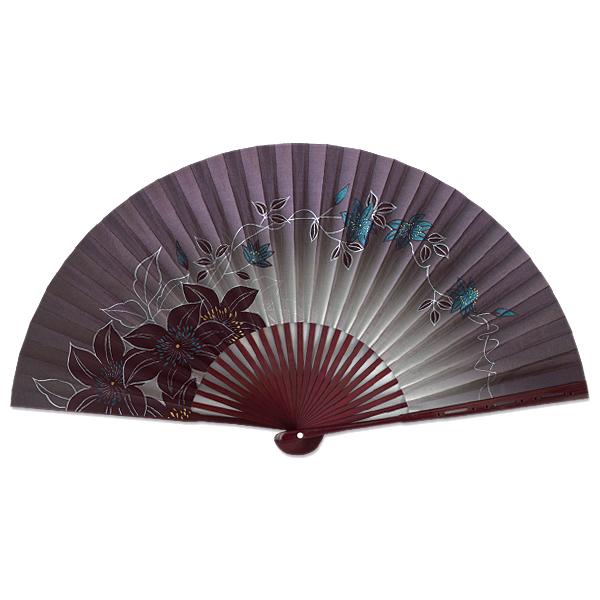 女性用京扇子/鉄線 赤茶染骨/マロン観世彫り(De02) | 