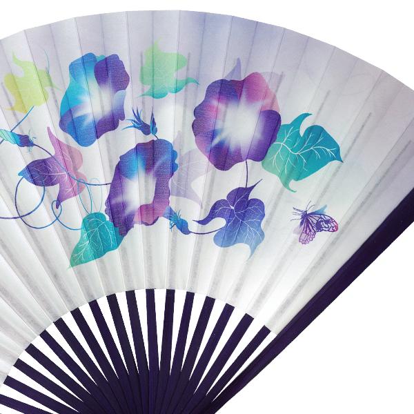 男女兼用 京扇子 紺染骨 朝顔に蝶(Df49) |  | 03