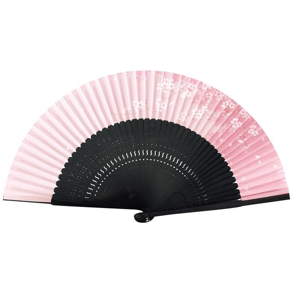 女性用紙扇子 桜ピンク 45間短地扇子 単品 (Dg08) |  | 02