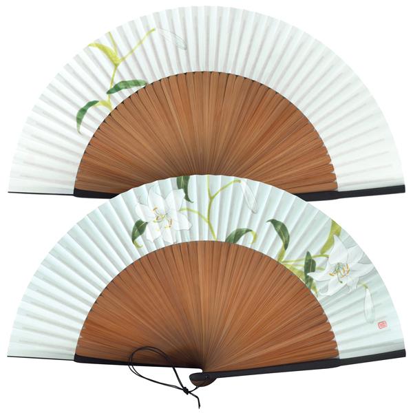 女性用紙扇子 手書き百合(Dg75) | 