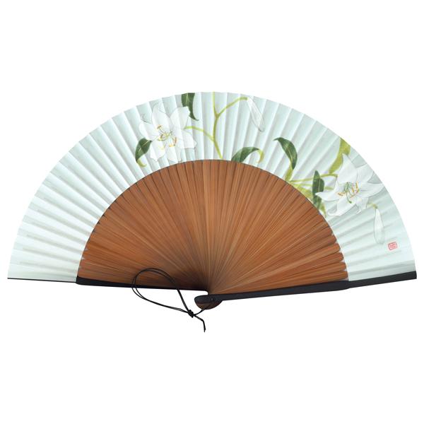 女性用紙扇子 手書き百合(Dg75) |  | 02