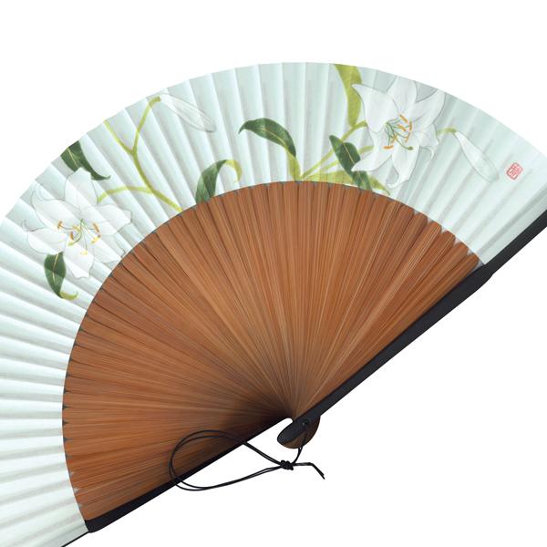 女性用紙扇子 手書き百合(Dg75) |  | 03