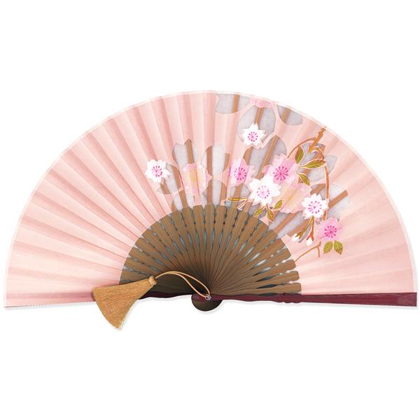 【化粧箱】透かし彫り 京扇子 和紙絹 マロン染 デコラ 桜セット ピンク (Es80) |  | 01