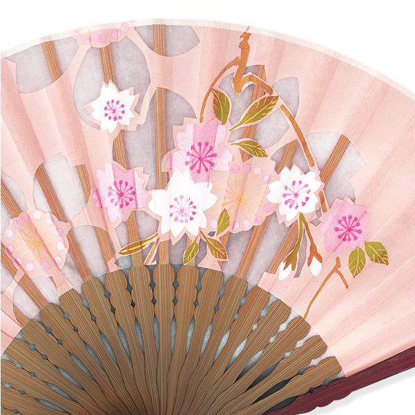 【化粧箱】透かし彫り 京扇子 和紙絹 マロン染 デコラ 桜セット ピンク (Es80) |  | 03